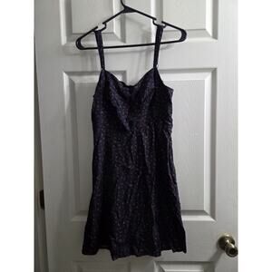 Old Navy Women's Floral Sleeveless Fit & Flare Mini Dress Smocked Back Navy Med